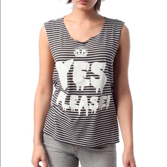 WILDFOX Couture French Striped Graphic Shirt Long Loose S - Picture 6 of 6